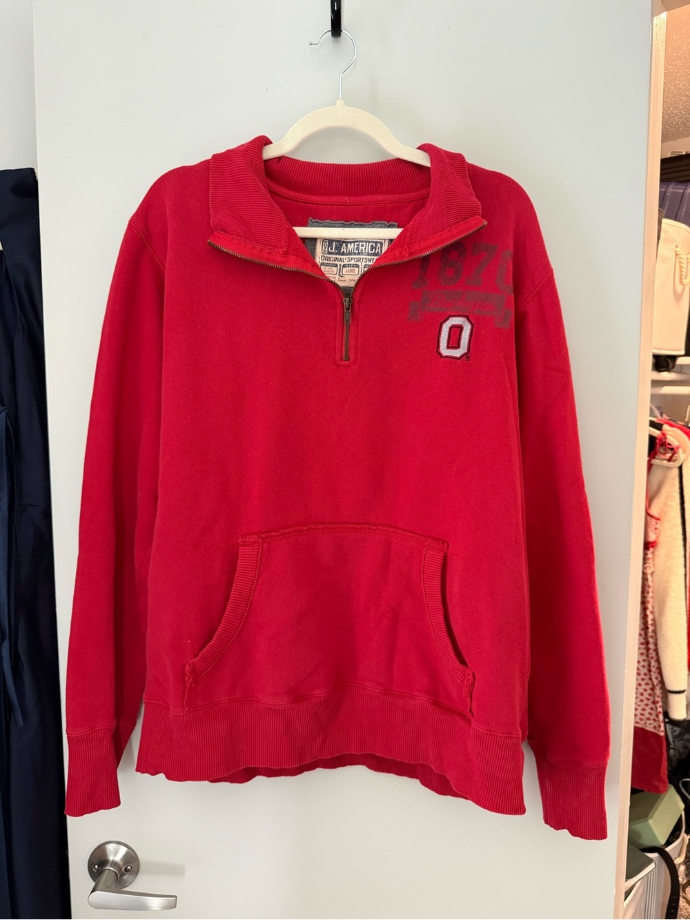 J. America Red Ohio State Quarter-Zip Sweatshirt